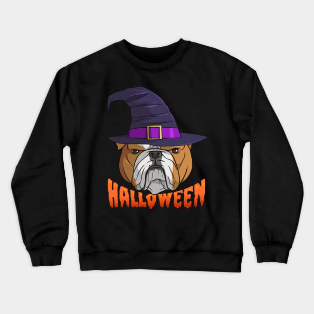 English Bulldog Witch Happy Halloween Crewneck Sweatshirt by Noseking